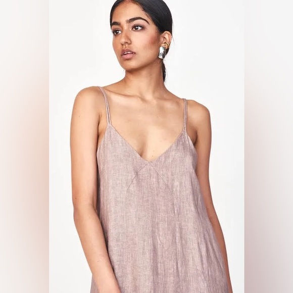 MIRTH COMO DRESS IN MUSHROOM LINEN SIZE SMALL - Picture 6 of 9